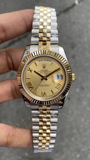 Rolex Day Date Champagne Silver Gold HS009