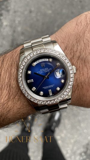 Rolex Day Date Taşlı Mavi 128239 Blue Diamond